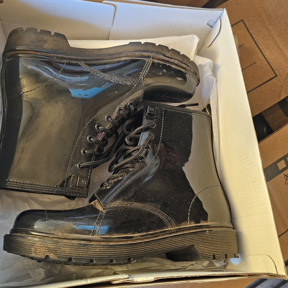 Michael Kors Glossy Black Tavie Rain Boots